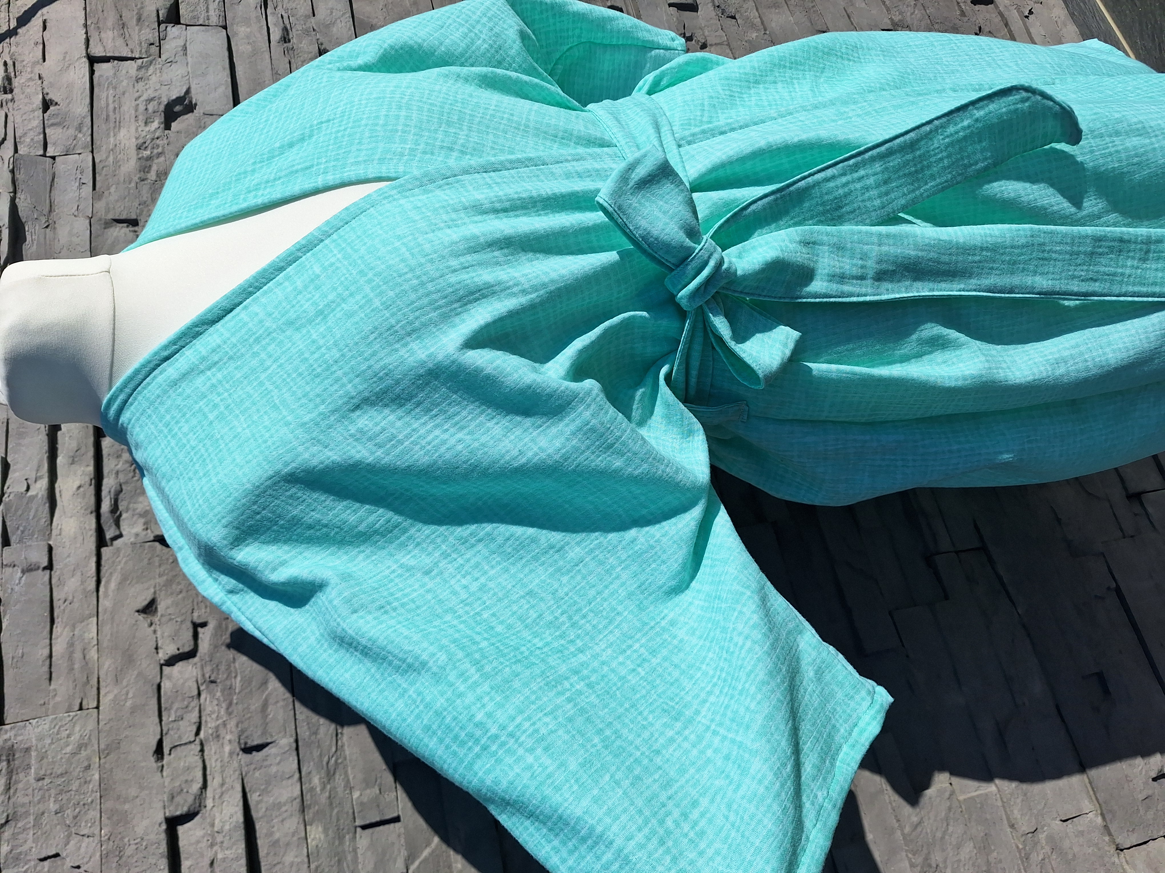 Mušelínové kimono/župan/šaty/prehoz neonová mentolová