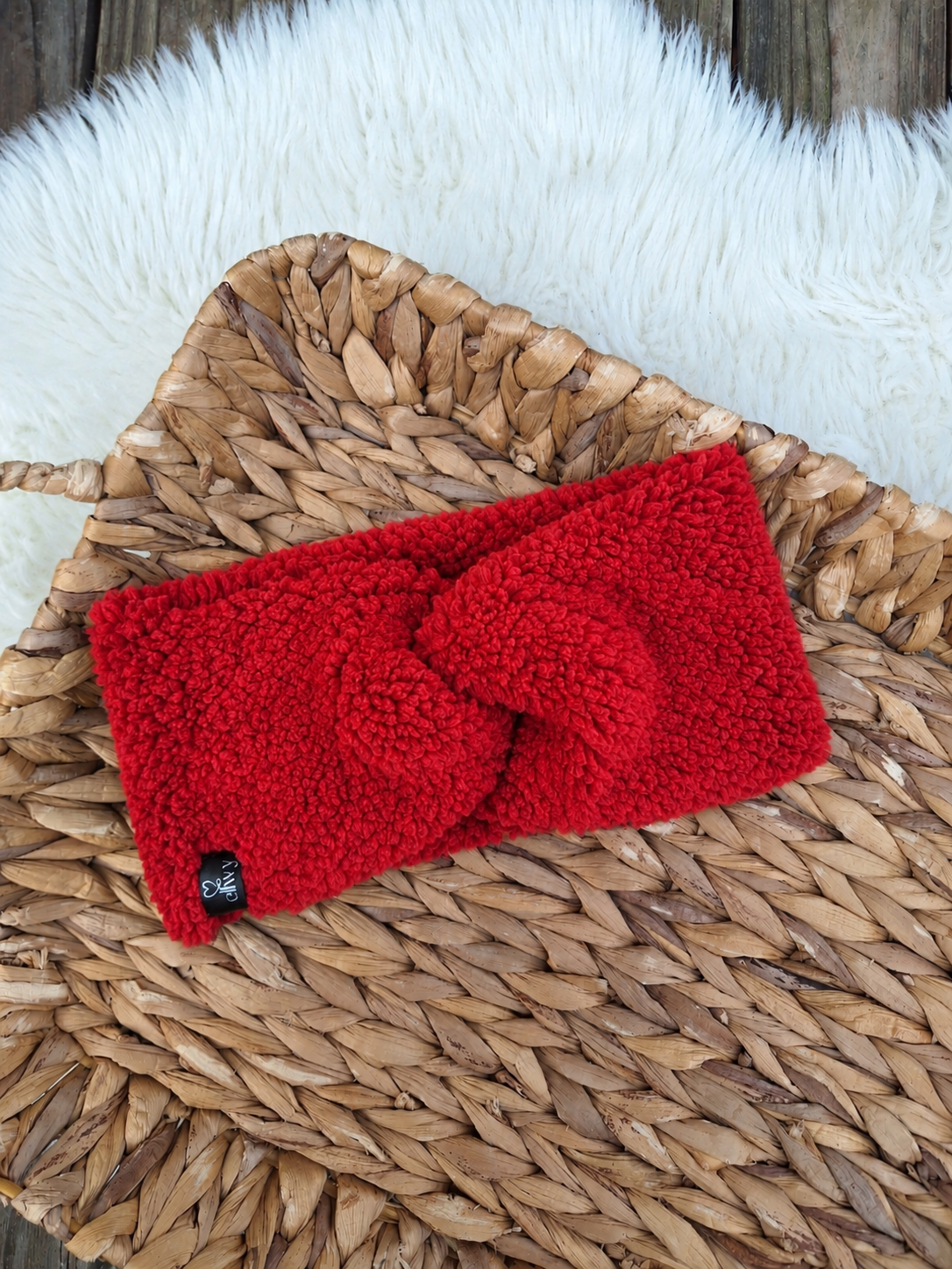 Beránková čelenka - červená
