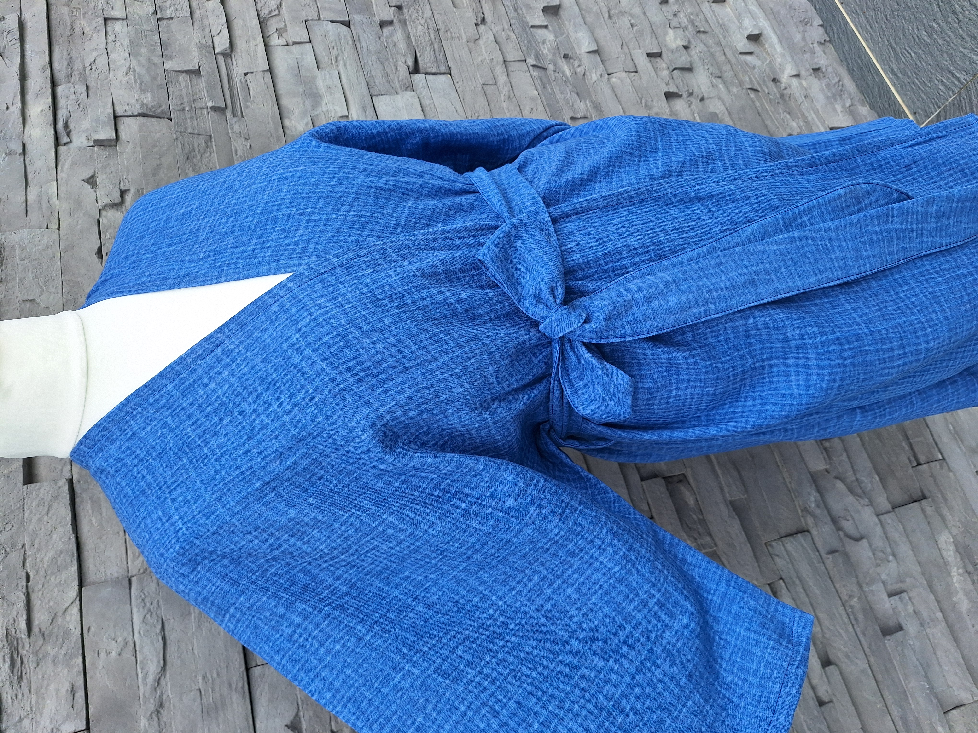 Mušelínové kimono/župan/šaty/prehoz královská modrá