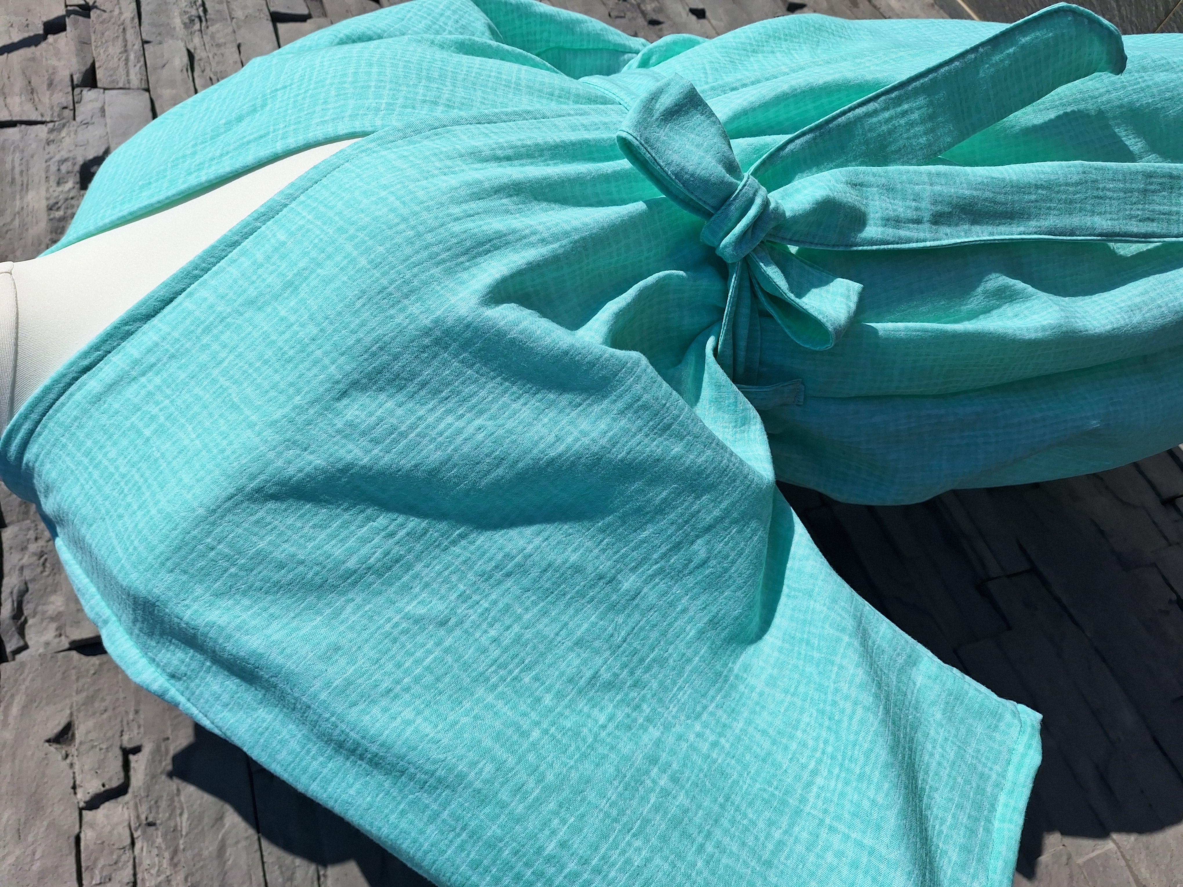 Mušelínové kimono/župan/šaty/prehoz neonová mentolová