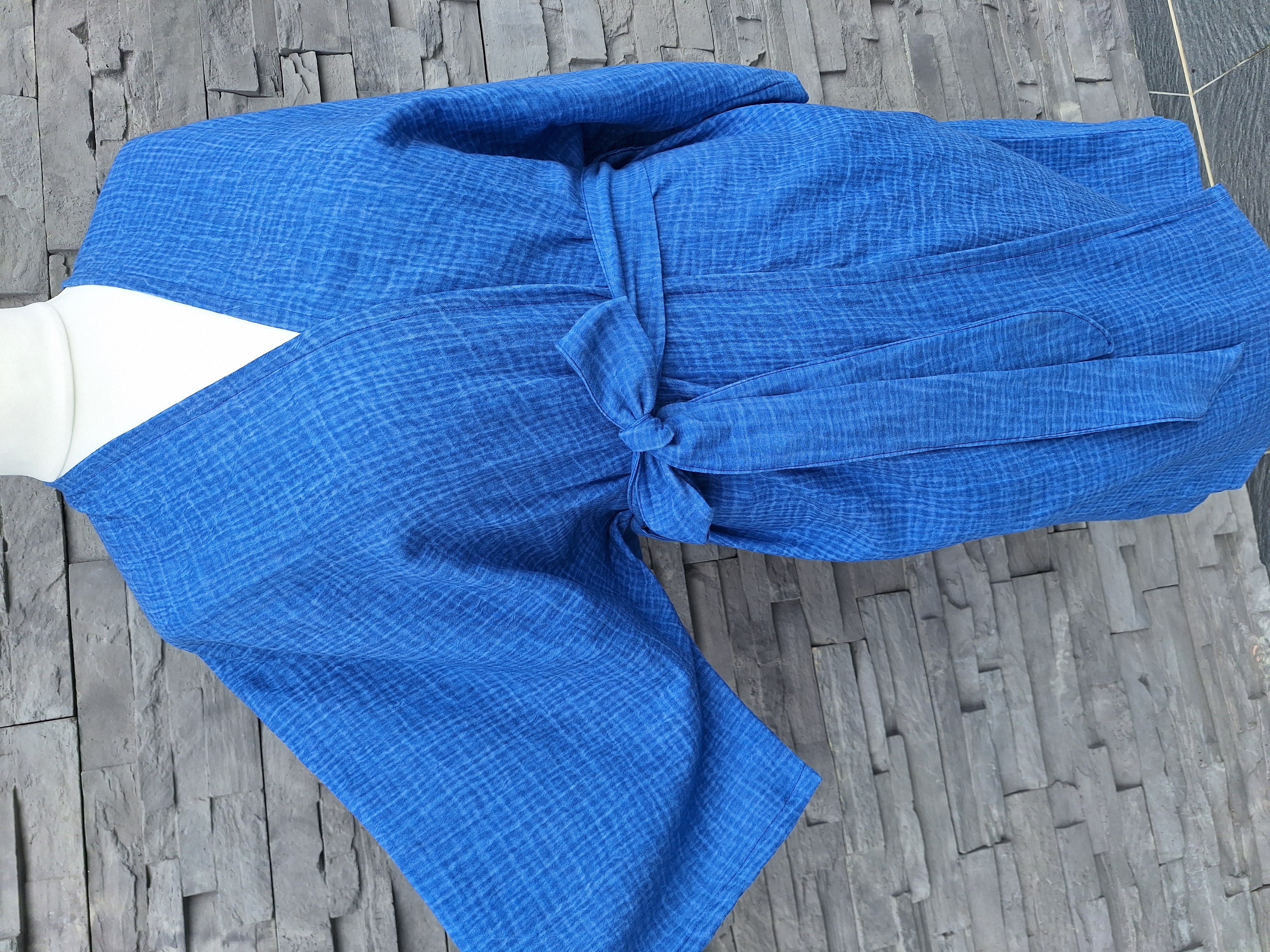 Mušelínové kimono/župan/šaty/prehoz královská modrá