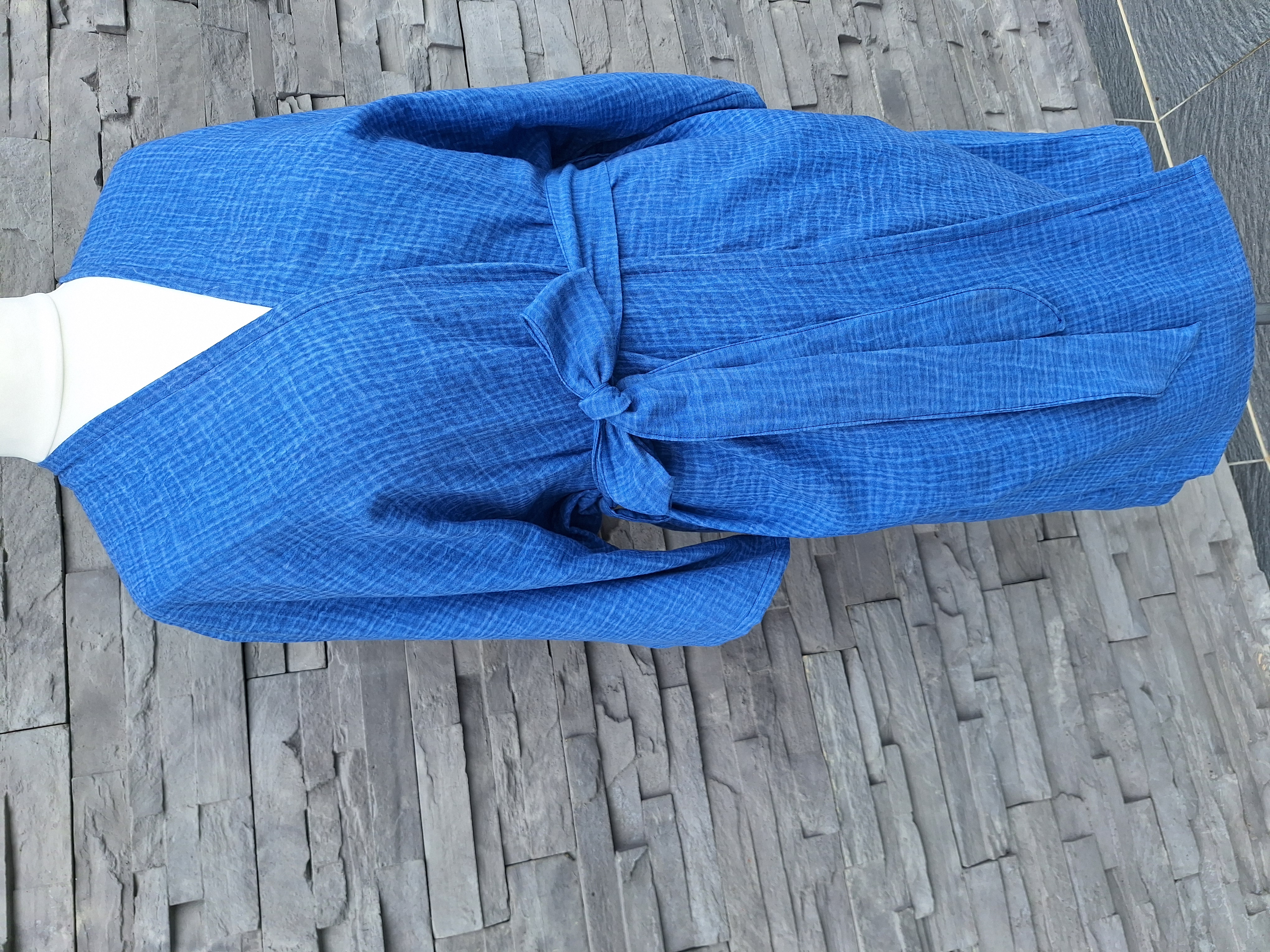 Mušelínové kimono/župan/šaty/prehoz královská modrá
